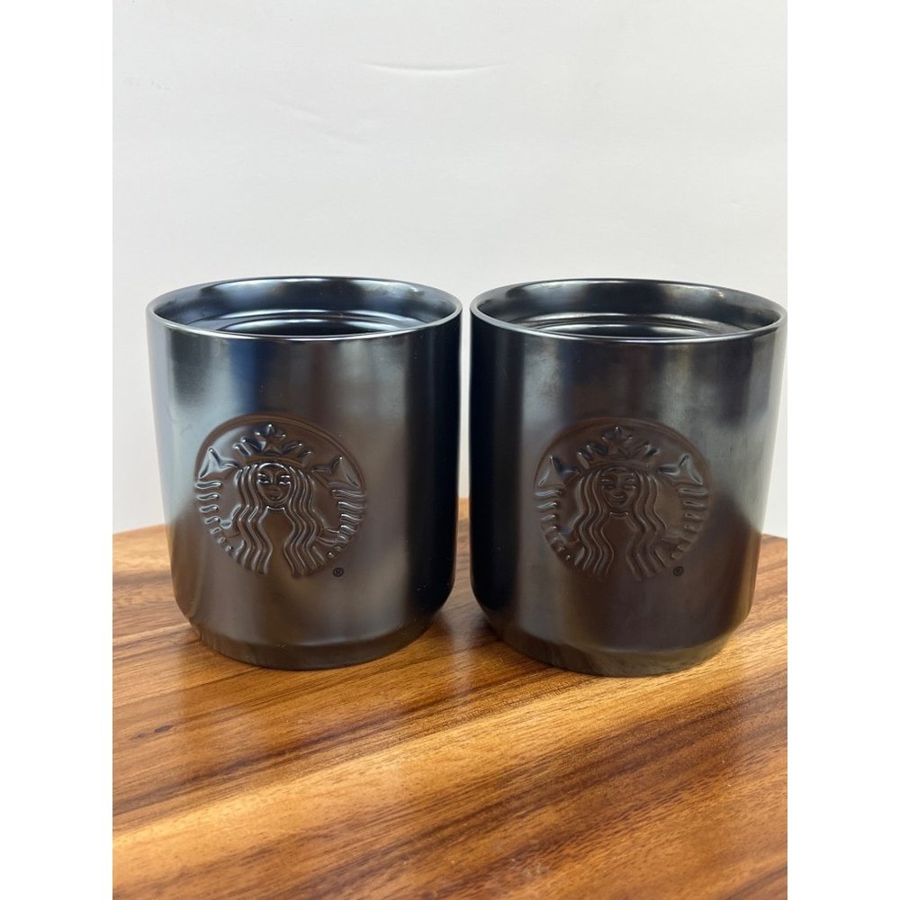 Starbucks 2020 Set of 2 Iridescent Blue Ceramic 8 oz Tumblers